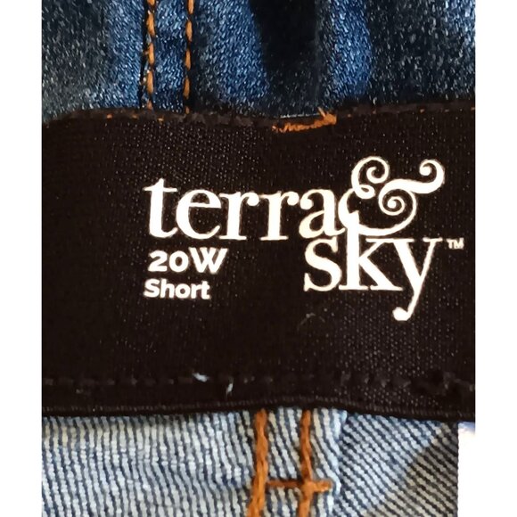 Terra Sky Womens Blue Mid-Rise Rolled Hem Distressed Denim Shorts Size 20W - Picture 6 of 7